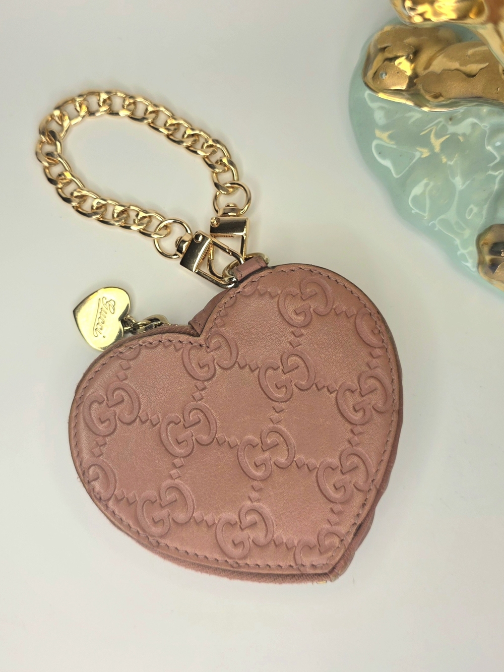 Gucci Pink Leather Guccissima Heart Coin Pouch 💖